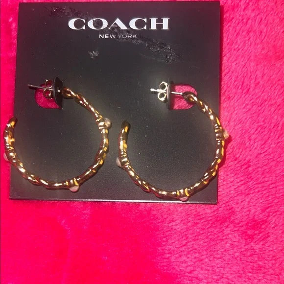 Coach Twisted Gold Hoop Earrings - Picture 2 of 5